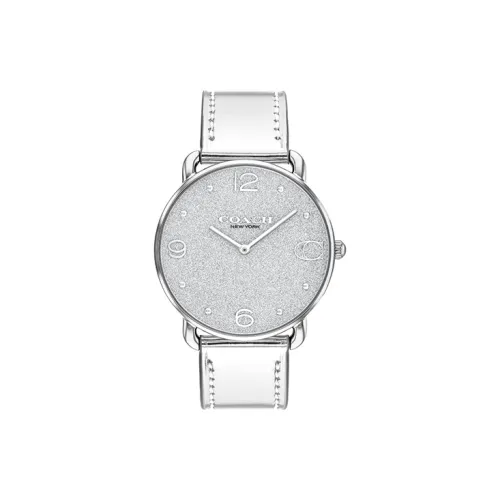COACH ELLIOT Collection Women's Watch Кварцевый механизм Кожаный ремешок 36 мм Серебристый циферблат