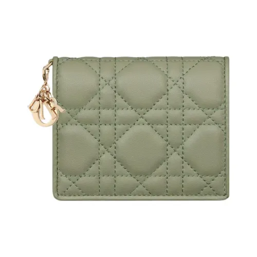DIOR Lady Dior Lambskin Wallet Mini Women's Cactus Green