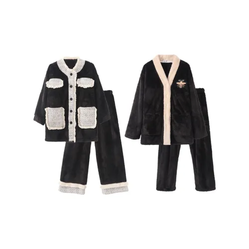 Чун Си Пижама Комплект Унисекс Черный Горчичный Edge Черный Пчела