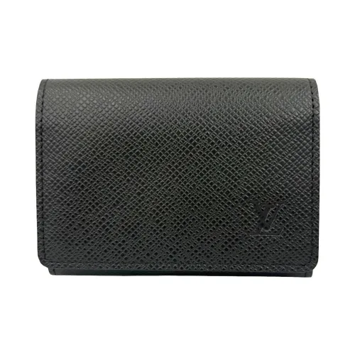 LOUIS VUITTON Леса Кожа Держатель для карт Мужской Черный