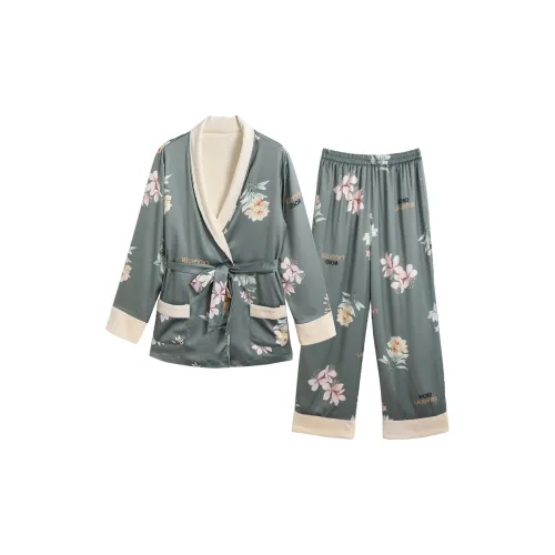IIZZINI Пион flower Ледяной шелк Флис с подкладкой Женские пижамные комплекты