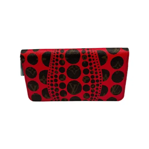 LOUIS VUITTON Yayoi Kusama Коллаборация Zippy Холст Кошелек Женские Красный и Черный