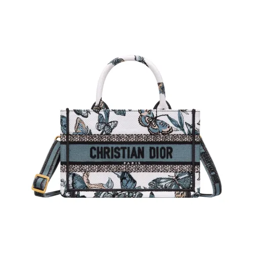 DIOR BookTote Вышивка Тоут Сумка Сумка для покупок Сумка Мини Women's White Свет Полночный синий