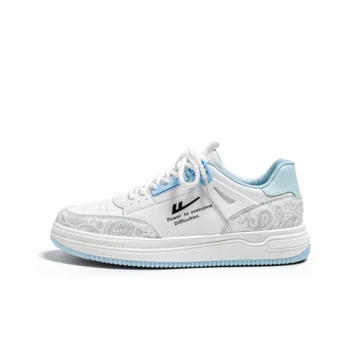 Warrior Slip-Resistant Abrasion-Resistant Low-Top Skateboard Shoes Men's White Blue