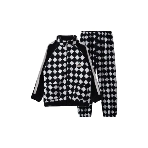 Dorame Черный Белый Клетка Мужской Пижамный Комплект