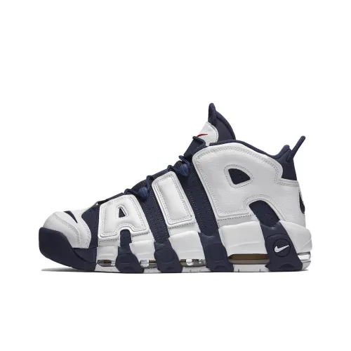 Nike Air More Uptempo Винтажные баскетбольные кроссовки MID Топ Белый Синий Мужской