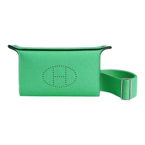 HERMES Videpoches Коровья кожа Togo Videpoches Сумка Бананка Сумка через плечо Женская Комикс Зеленый