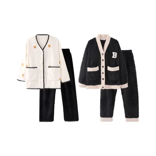 Chun Xi Пижамный комплект Унисекс Белый Точка Таинственный Черный