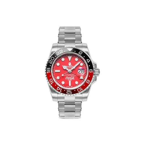 A BATHING APE COCA COLA Кварцевый механизм Нержавеющая сталь Ремешок Часы Унисекс Красный Циферблат