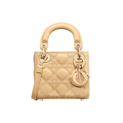 DIOR Lady Dior Блестящая сумка из коровьей кожи Lady Dior сумка через плечо сумка Extra Mini женская светло-желтая