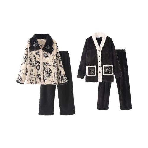 Chun Xi Pajama Комплект Унисекс Черный Белый С принтом Премиум Черный