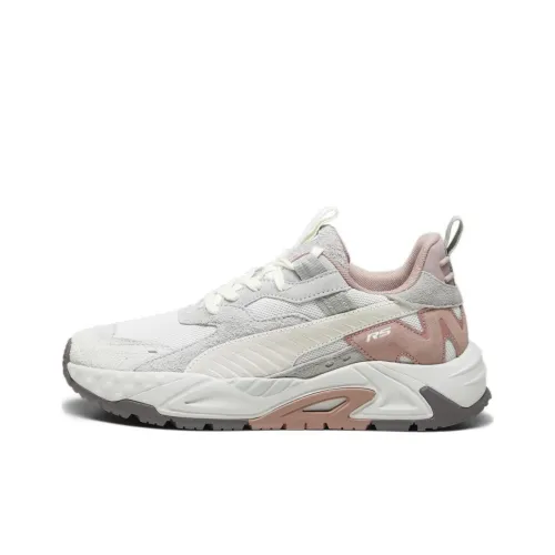 PUMA RS Trck Амортизация Износостойкий MID Топ Беговые кроссовки Унисекс Серый Розовый