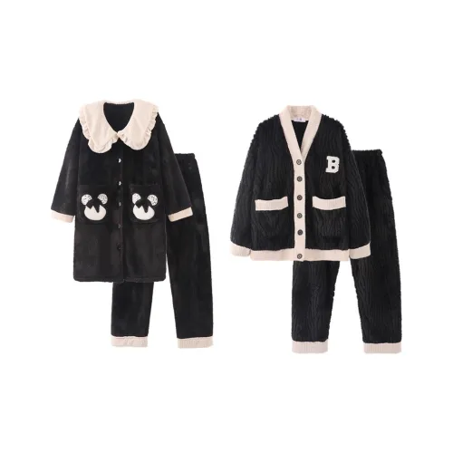 Chun Xi Пижамный комплект Унисекс Минималистский Черный оттенок