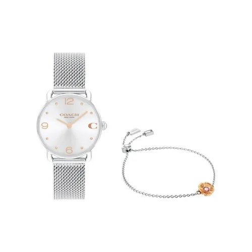 COACH ELLIOT Collection Европейские US Часы Наручные Кварцевый механизм Стальной ремешок 28 мм Белый циферблат Женские часы