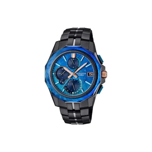 CASIO OCEANUS Кварцевый механизм Титан Ремешок Часы Мужские Циферблат Синий