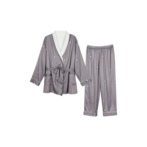 IIZZINI Loveyo Буква Кружево Вверх Мужской Флис С подкладкой Ледяной шелк Одежда Комплекты Мужские Пижамные комплекты