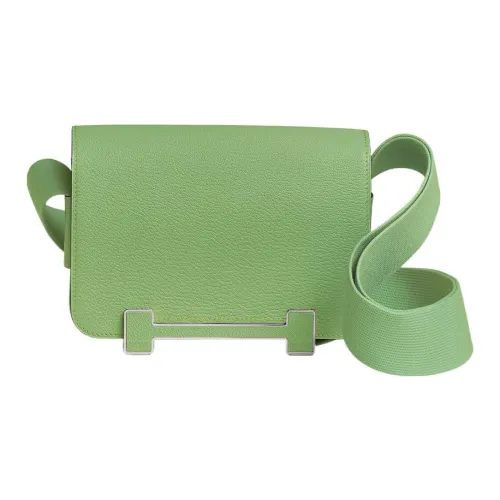 HERMES Geta Mysore Шевро Деревянные Сандалии Сумка Сумка через плечо Сумка на плечо Женская Яблочно-зеленый