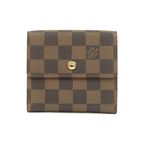 LOUIS VUITTON Damier Canvas Leather Wallet Women's Brown