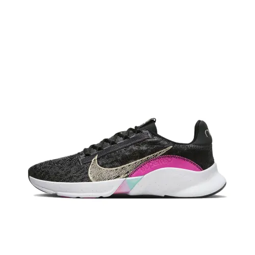 Nike SuperRep Go 3 NN PRM противоскользящие устойчивые к истиранию низкие кроссовки для тренировок женские черный белый розовый