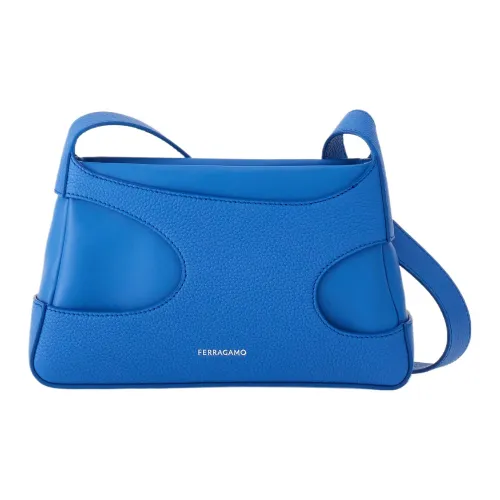 Ferragamo Hammered Телячья кожа Сумка через плечо Мини Женская Джинсовый синий