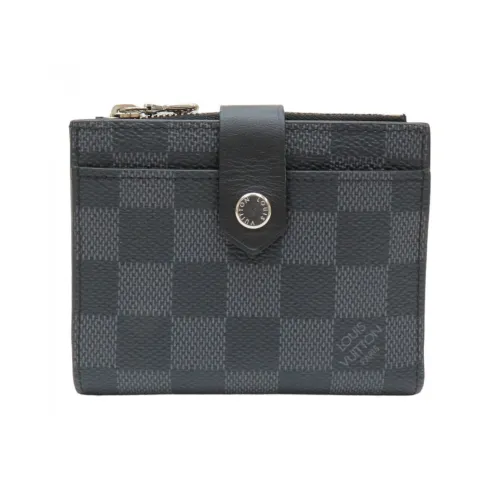 LOUIS VUITTON ПВХ Холст Держатель для карт Кошелек Унисекс Черный Серый