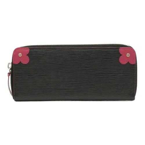 LOUIS VUITTON Кошелек из кожи EPI женский черный и ярко-розовый