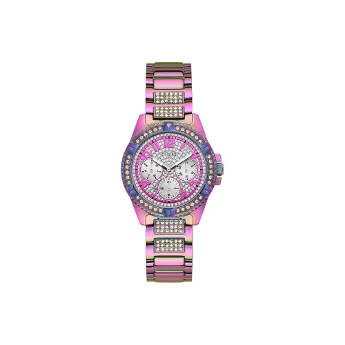 GUESS Наручные часы Кварцевый механизм ремешок из нержавеющей стали 36 мм фиолетовый циферблат женские часы