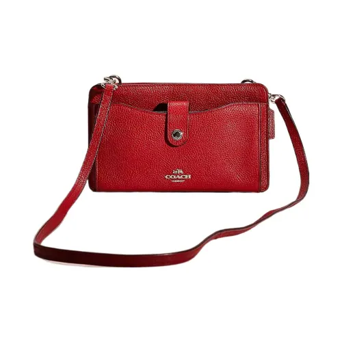 COACH NOA POP Up Кожа Плечевая Сумка Женская Красная