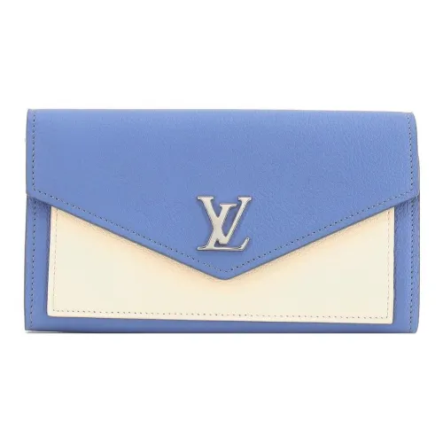 LOUIS VUITTON Mylockme Телячья кожа Кошелек Унисекс Синий Белый