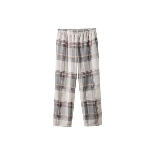 Jingyun Светло-серые клетчатые мужские пижамные штаны