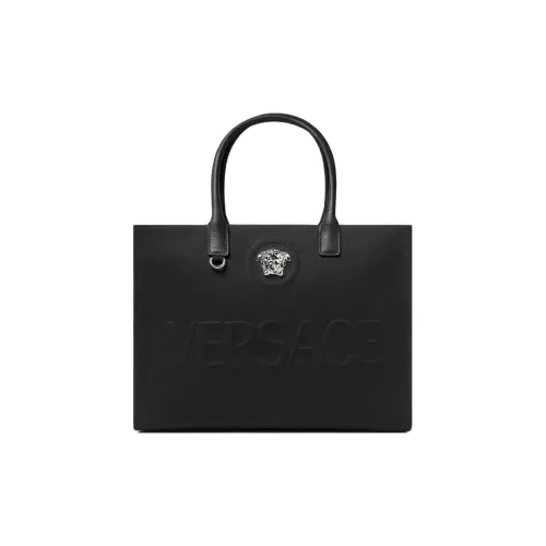 VERSACE La Medusa Холст Сумка-тоут Сумка для покупок Сумка-тоут Сумка через плечо Сумка Большая Женская Черная