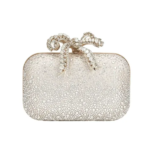 Jimmy Choo Silk Crystal Brass Clutch Regular Women's White