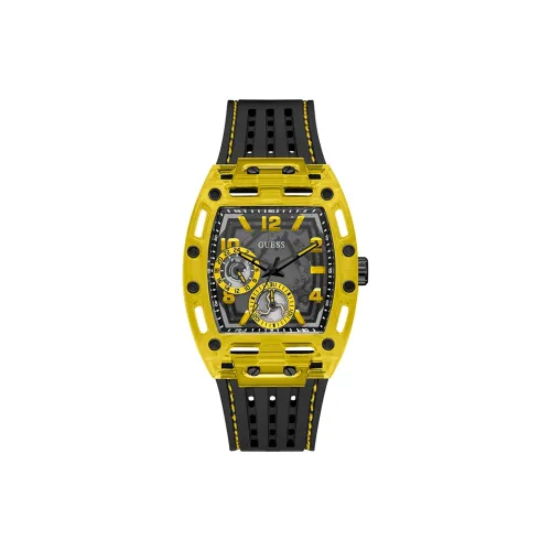 GUESS Наручные часы Кварцевый механизм Силиконовый ремешок 44 мм Часы с циферблатом в стиле "Skeleton" Мужские часы