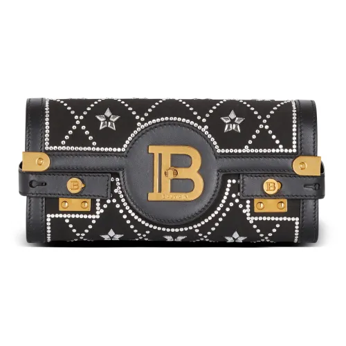 BALMAIN B Buzz Satin Crystal One Shoulder Crossbody Clutch Regular Women's Black