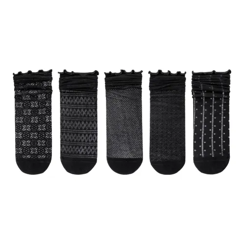 Август 5 пар CREW Cut Out Черные оттенки Женские MID Носки до икры