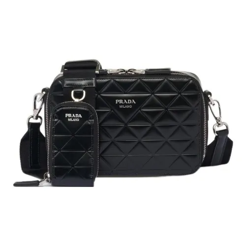 PRADA Brique Блестящий Кожа Курьерская Сумка Сумка через плечо Сумка для ноутбука Мужская Черная