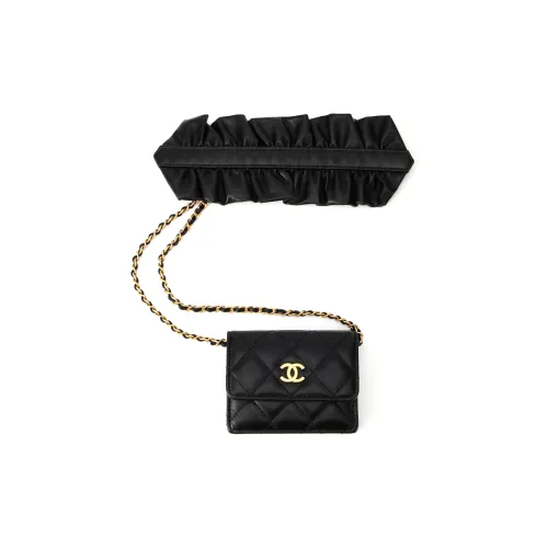 CHANEL Sheepskin Coin Wallet Handbag Shoulder Bag Crossbody Bag Regular Women's Black