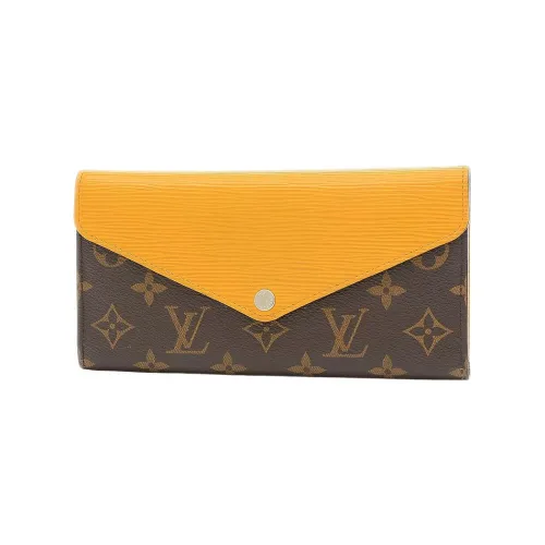 LOUIS VUITTON Холст с кожей EPI кошелек женский коричневый и желтый