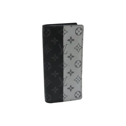 LOUIS VUITTON Brazza Холст Кошелек Стандартный Унисекс Серый и Синий