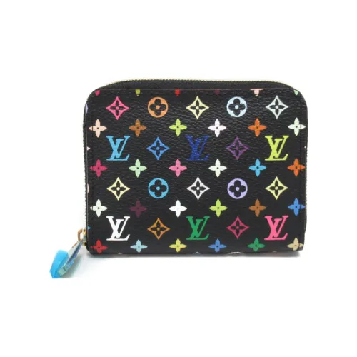 LOUIS VUITTON Zippy Монограмма Холст Кошелек Женский Черный Розовый