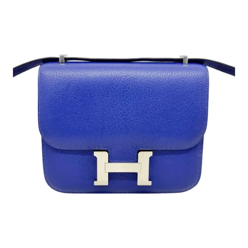 HERMES Constance Козья кожа Kangkang Сумка Сумка через плечо Мини Женская 7T BLEU Electrique Электрический синий