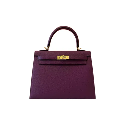 HERMES Kelly Fjord Кожа Телячья кожа Сумка Женская Подсолнух Фиолетовый