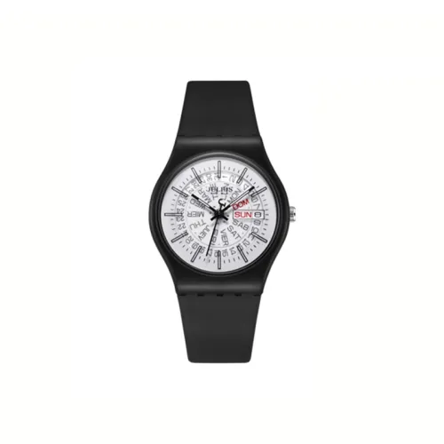 JULIUS JL Weekday Calendar Transparent Watch Dial Кварцевый механизм Смольный ремешок Часы Унисекс Белый циферблат