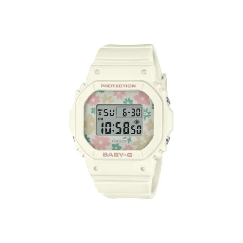 CASIO Baby Collection Кварцевый механизм Смольный ремешок Женские часы Белый циферблат