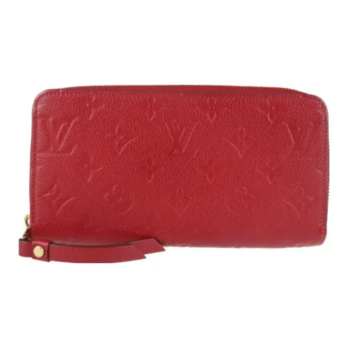 LOUIS VUITTON Zippy Monogram Empreinte Кожа Кошелек Женские Вишнево-красный
