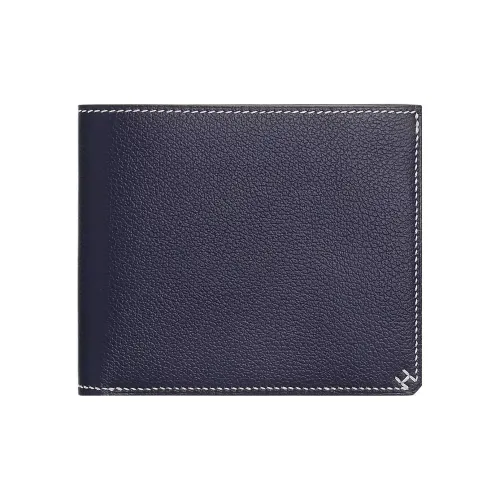 HERMES H Sellier Evercolor Телячья кожа Кошелек Женские 2Z BLEU NUIT Полночный синий