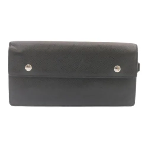 LOUIS VUITTON Taiga Кожа Кошелек для монет Женские Черный