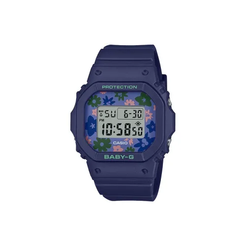 CASIO Кварцевый механизм Смольный ремешок Женские часы Синий циферблат BGD 565RP 2PR