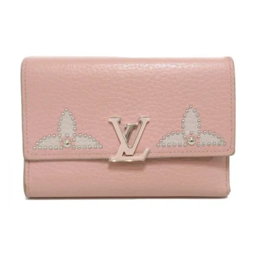 LOUIS VUITTON Capucines Телячья кожа Capson Кошелек Стандартный Женский Розовый Красный