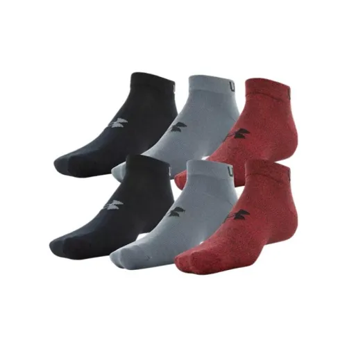 Under Armour 6 пар Черный+Черный+Серый+Серый+Красный+Красный Мужские носки